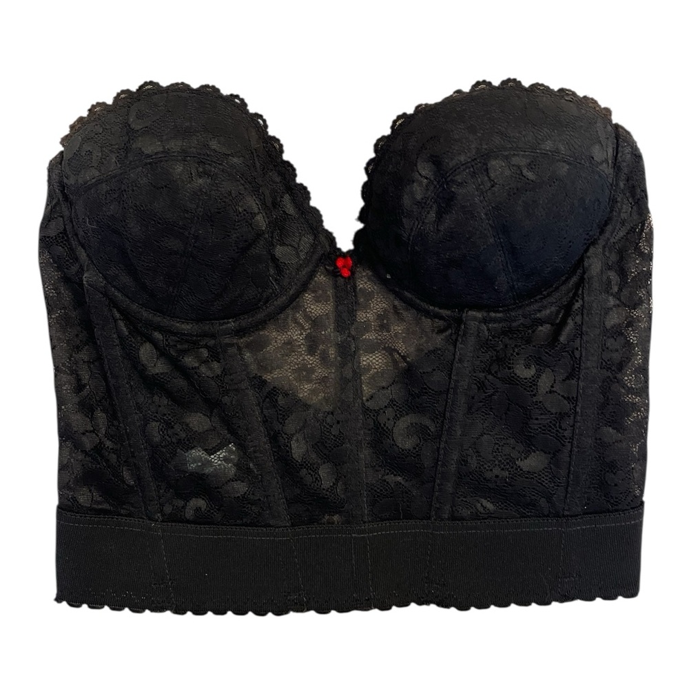 Elegant Black Lace Bustier vintage 90s lace 34B
